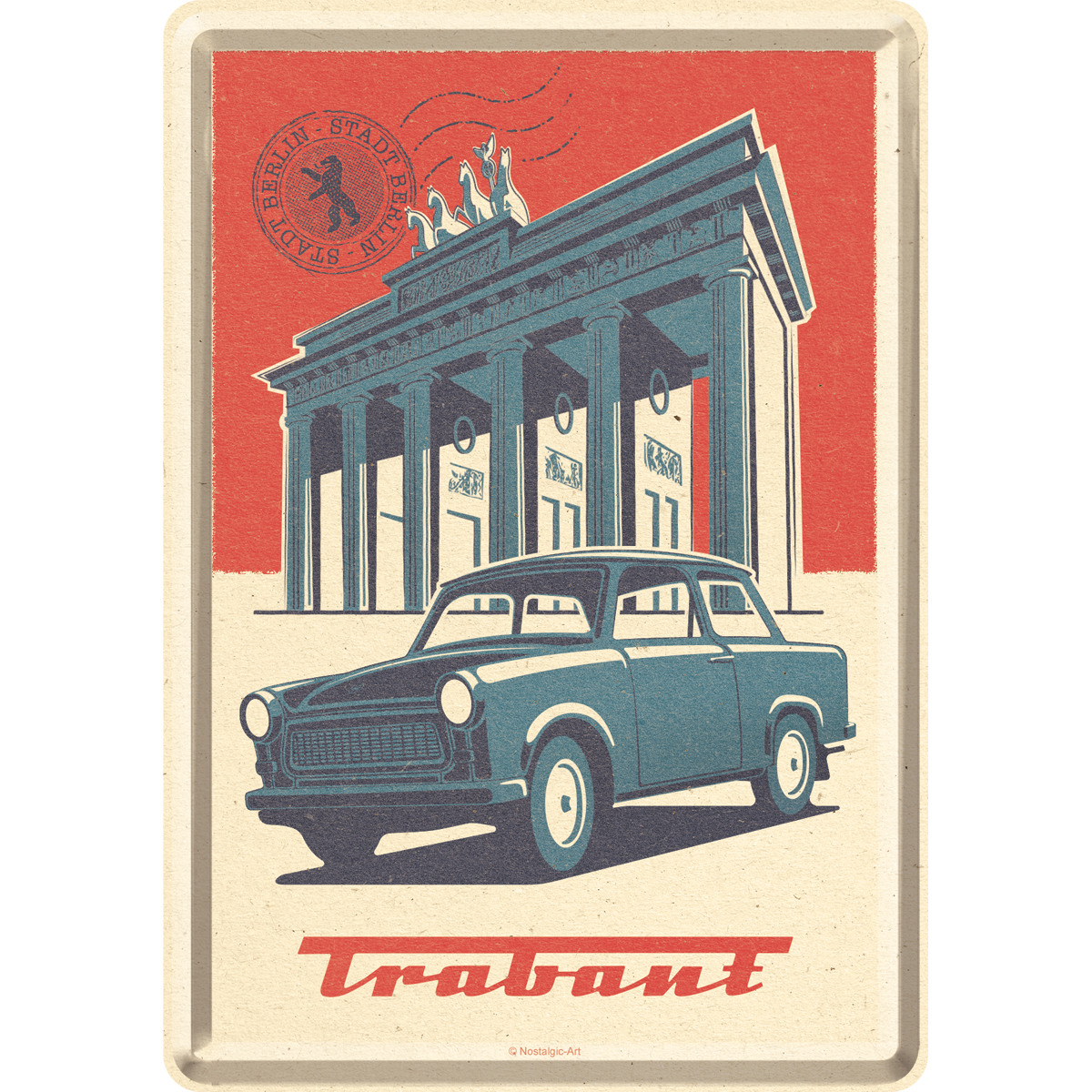 nostalgic-art-trabant-brandenburger-tor-berlin-metal-card-10x14-cm image 1