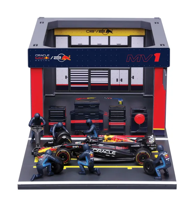 bburago-red-bull-pit-stop-rb20-1-max-verstappen-f1-2024-playset-diorama-scala-1- image 1