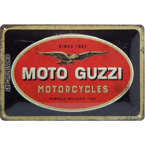 moto-guzzi-logo-motorcycles-targa-in-metallo-nostalgic-art-20x30-cm image 1