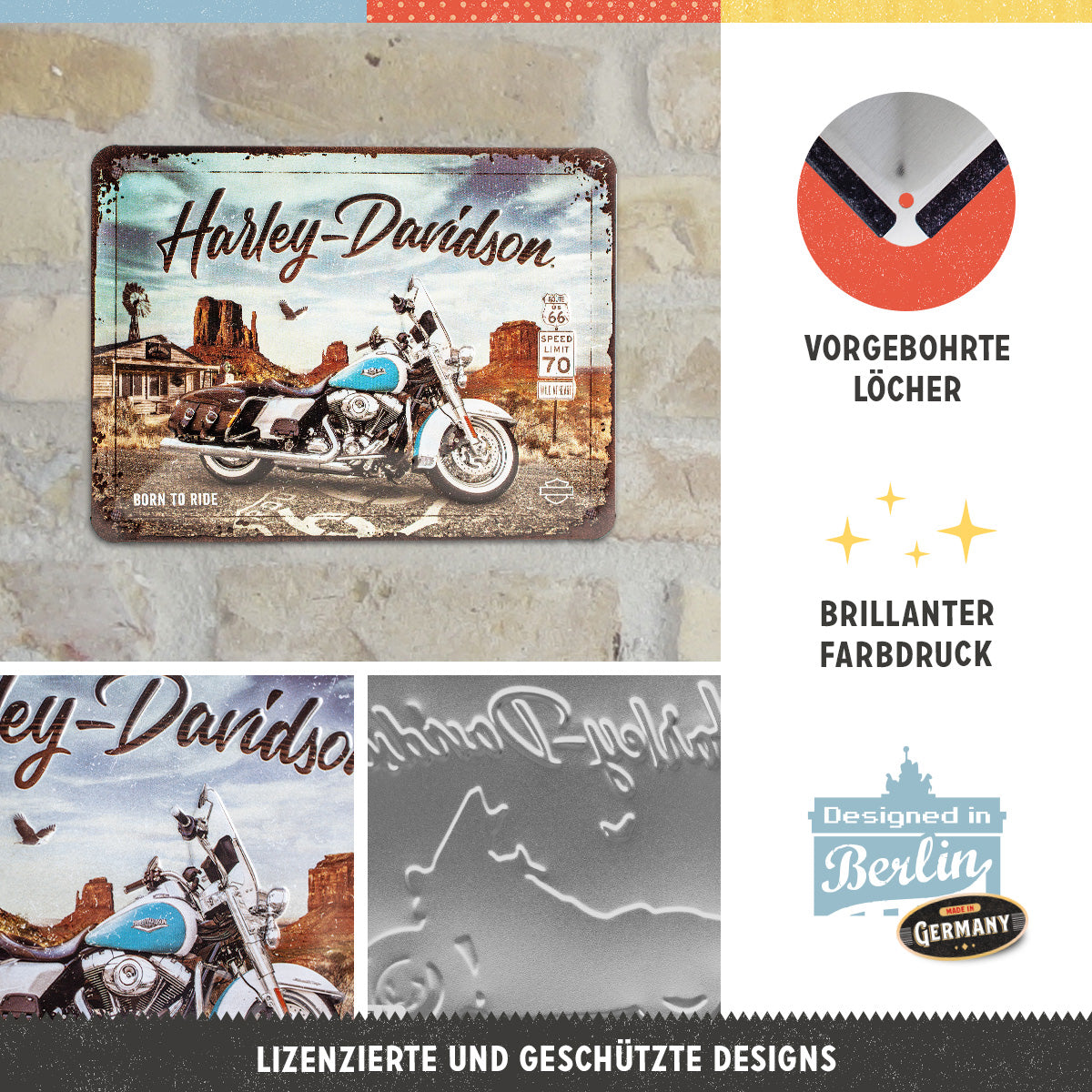 nostalgic-art-harley-davidson-route-66-road-king-classic-targa-in-metallo-15x20- image 2