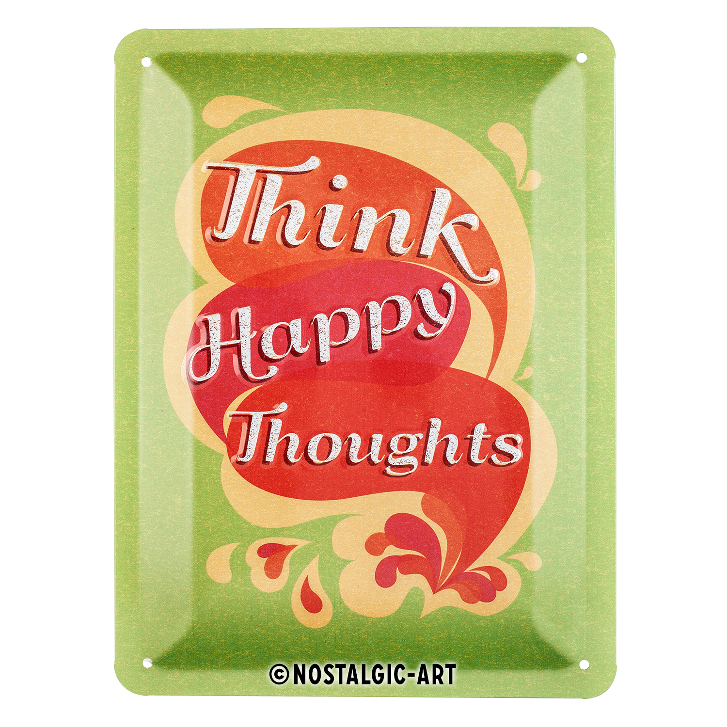 nostalgic-art-think-happy-thoughts-targa-in-metallo-15x20-cm image 1