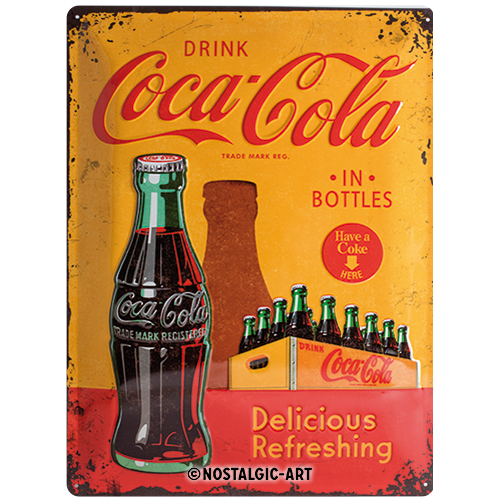 nostalgic-art-coca-cola-in-bottles-yellow-targa-in-metallo-30-x-40-cm image 2