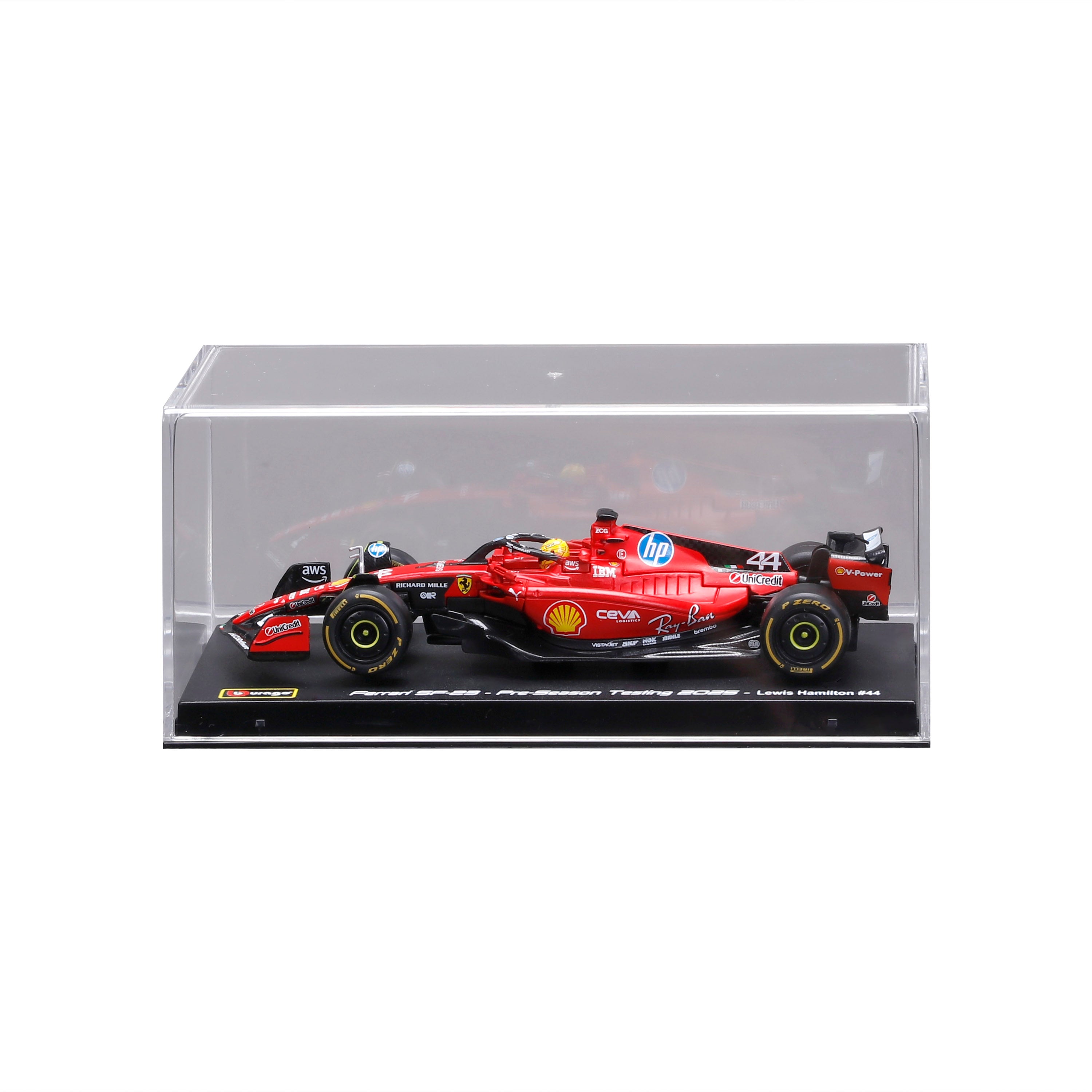 bburago-ferrari-sf-23-test-fiorano-lewis-hamilton-scala-1-43-con-teca image 3