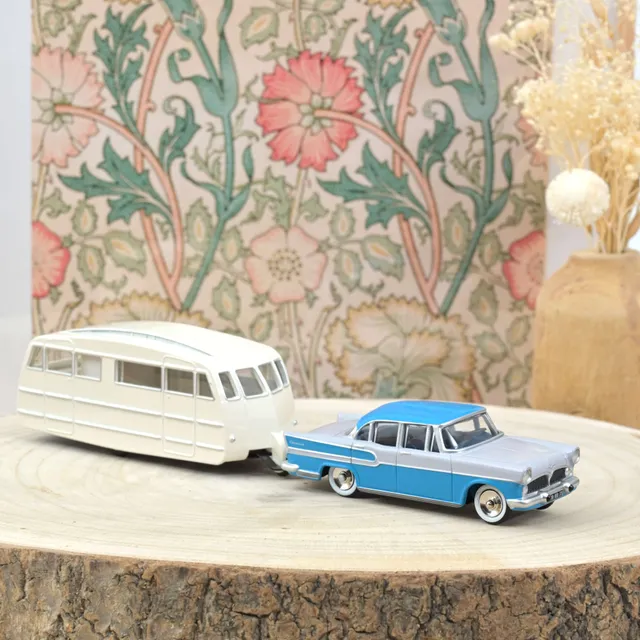 norev-simca-vedette-chambord-1958-caravane-h-non-modellino-1-43-blu-l-man-grigio image 1