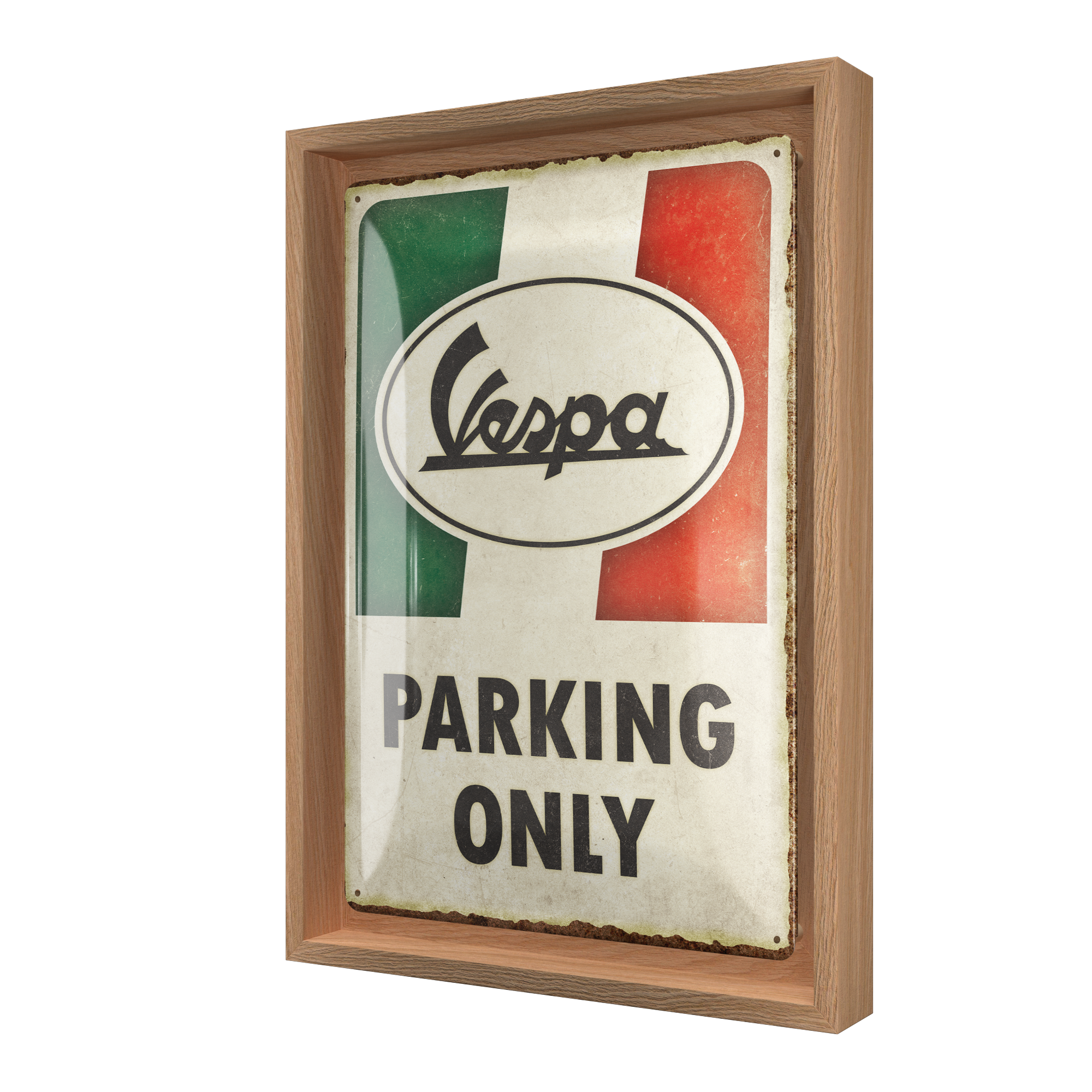nostalgic-art-vespa-parking-only-italian-targa-in-metallo-con-cornice-n-frame-m- image 1