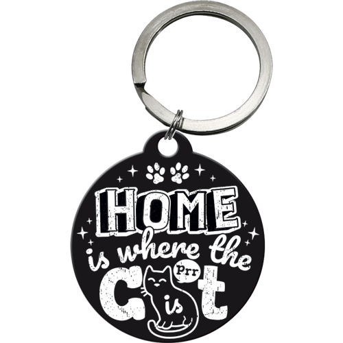 nostalgic-art-home-is-where-the-cat-is-black-portachiavi-tondo-4-cm image 1