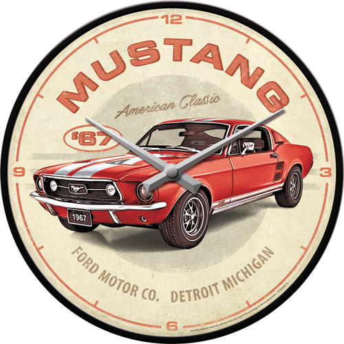 nostalgic-art-ford-mustang-gt-1967-red-orologio-da-parete-31-cm image 1