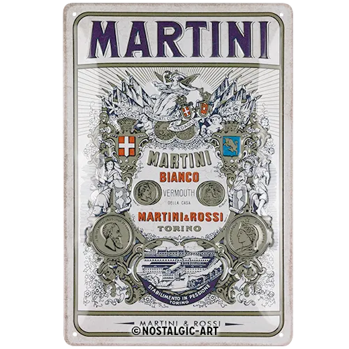 nostalgic-art-martini-bianco-vermouth-label-targa-in-metallo-20x30-cm image 1