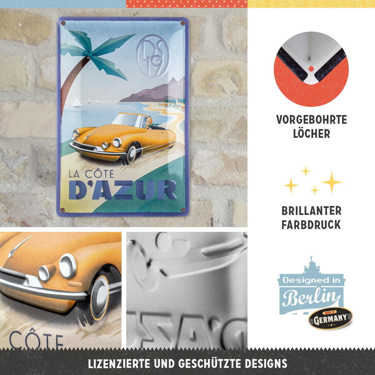 nostalgic-art-ds-la-cote-d-azur-ds19-targa-metallo-20x30-cm image 2
