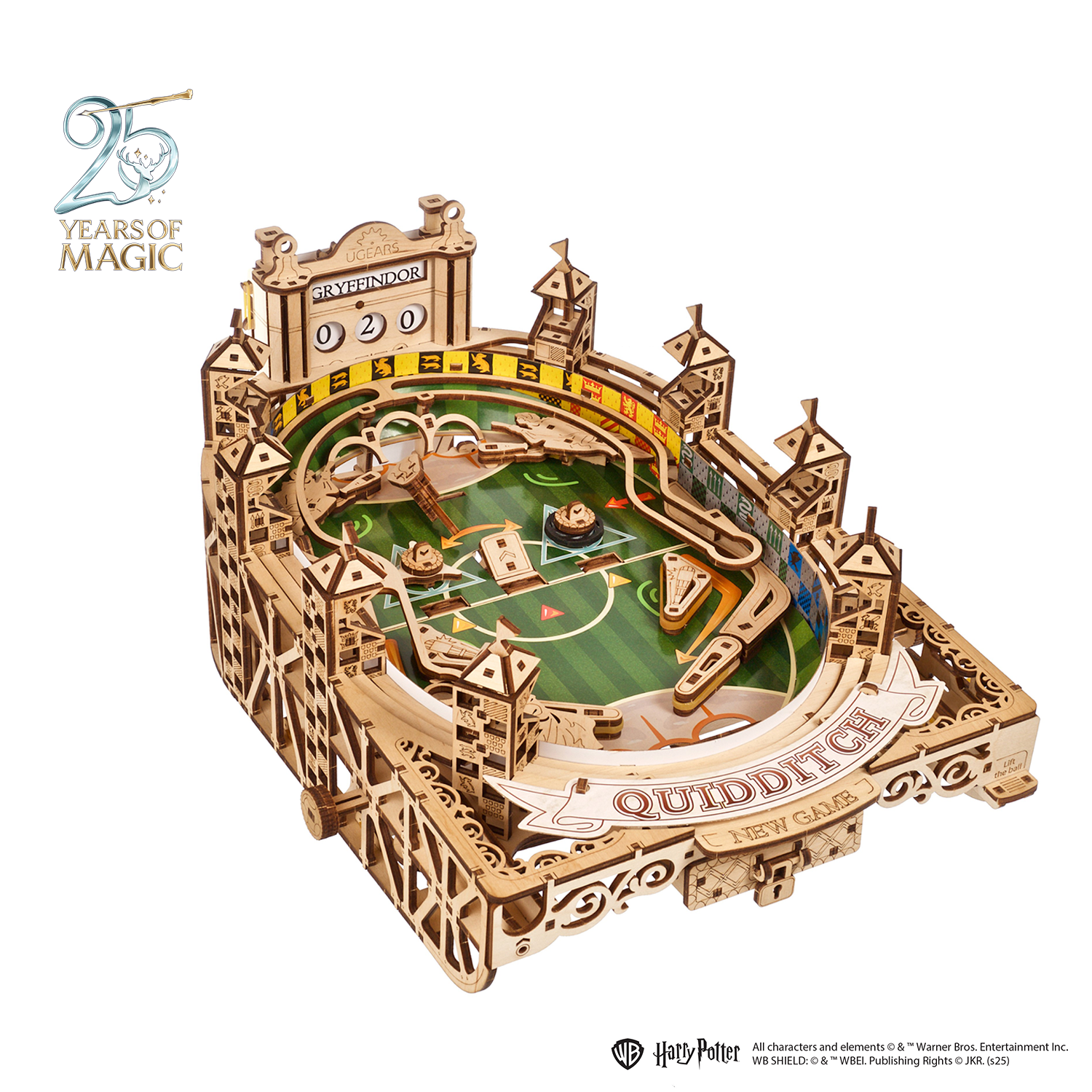 ugears-quidditch-pinball-gioco-flipball-meccanico-in-legno-harry-potter-series image 1