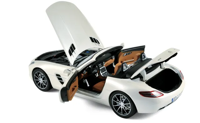 norev-mercedes-benz-sls-amg-roadster-2011-modellino-auto-1-18-bianco-metallizzat image 1