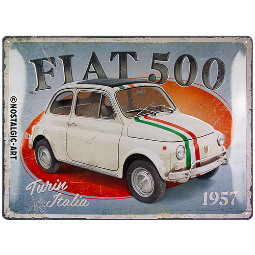 nostalgic-art-fiat-500-turin-italia-targa-in-metallo-30x40-cm image 2