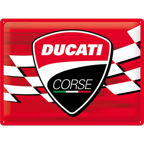 nostalgic-art-ducati-corse-logo-racing-flag-targa-in-metallo-30-x-40-cm image 1