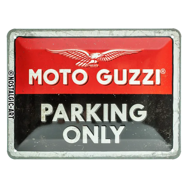nostalgic-art-moto-guzzi-parking-only-targa-in-metallo-15x20-cm image 1