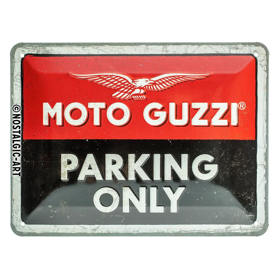 nostalgic-art-moto-guzzi-parking-only-targa-in-metallo-15x20-cm image 1