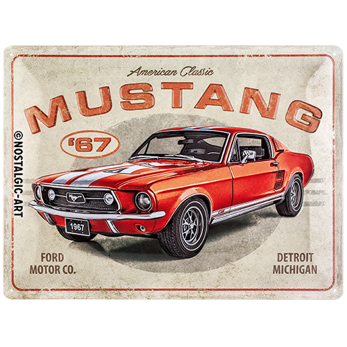 nostalgic-art-ford-mustang-gt-1967-red-targa-in-metallo-30x40-cm-2 image 3