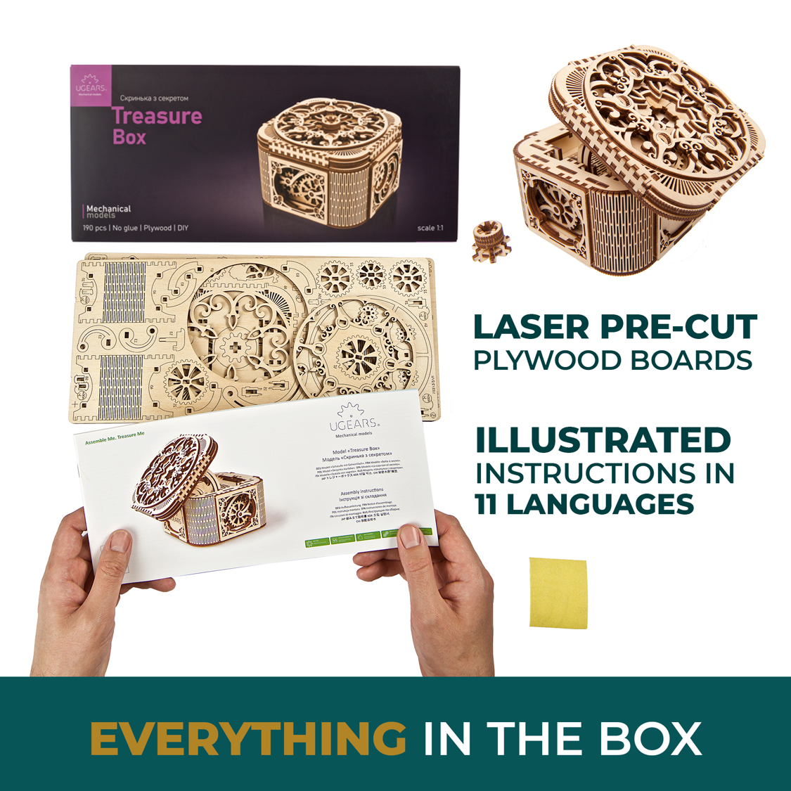 ugears-treasure-box-scatola-meccanica-portagioie-in-legno-medium-gears image 6