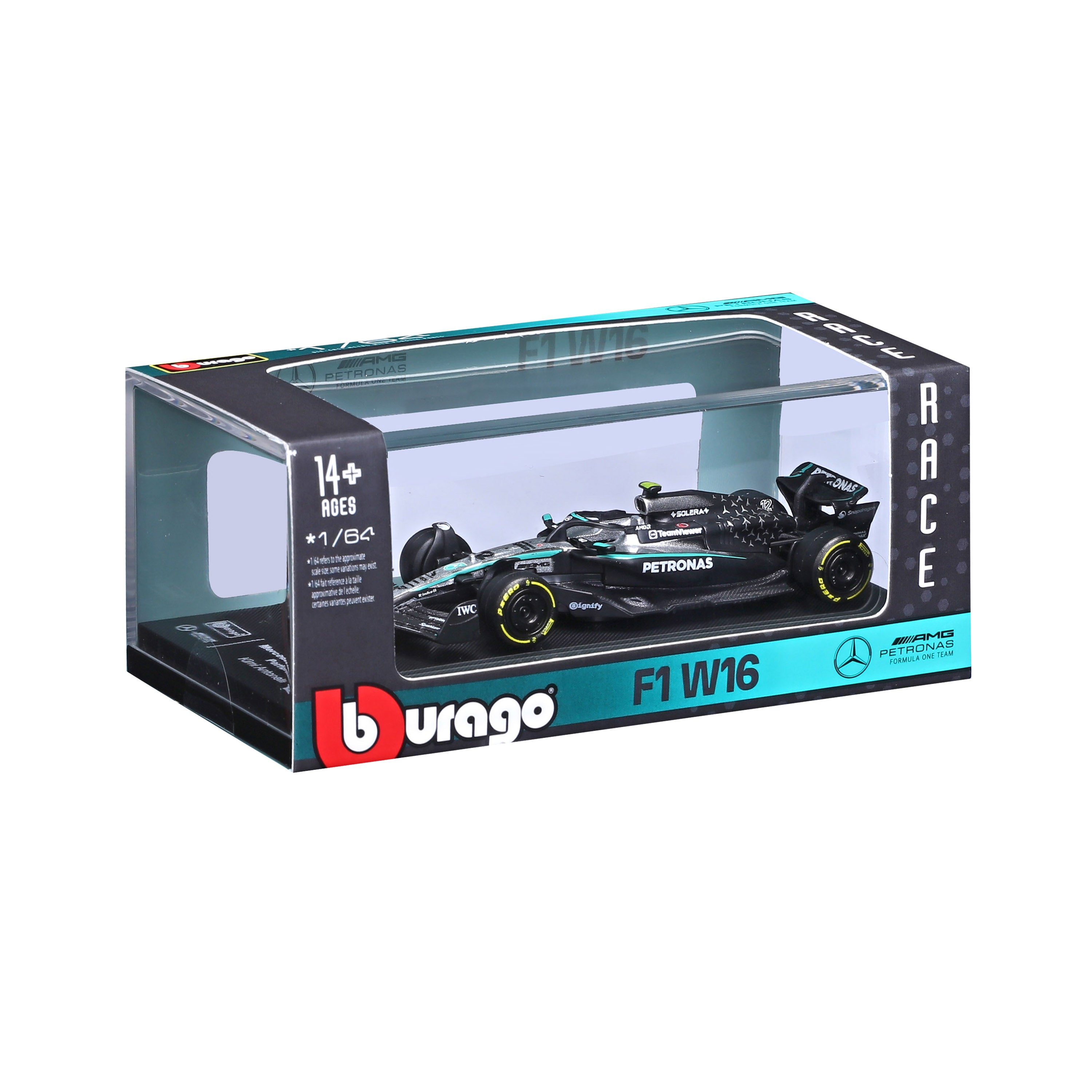 bburago-mercedes-amg-f1-w16-2025-12-antonelli-monoposto-f1-scala-1-64-con-teca image 2