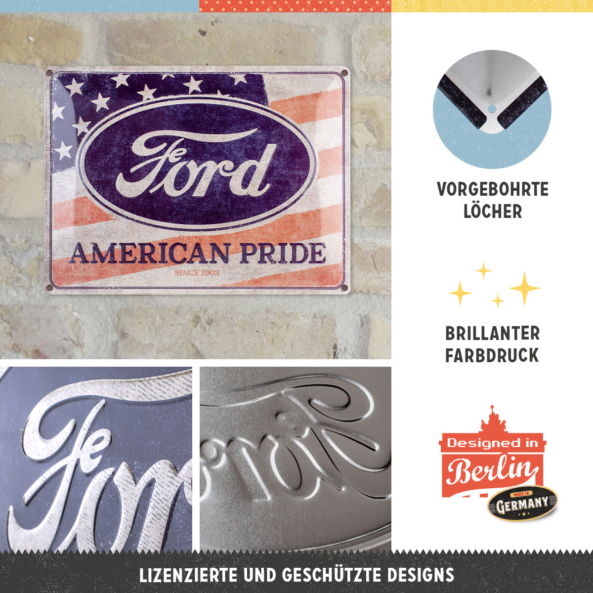 nostalgic-art-ford-american-pride-us-flag-targa-in-metallo-30x40-cm image 2
