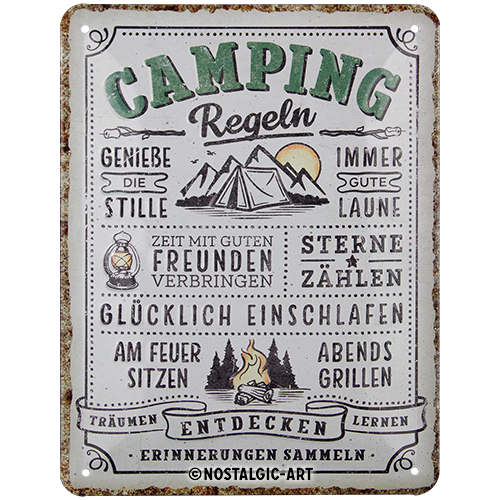 nostalgic-art-camping-regeln-targa-in-metallo-15x20-cm image 1