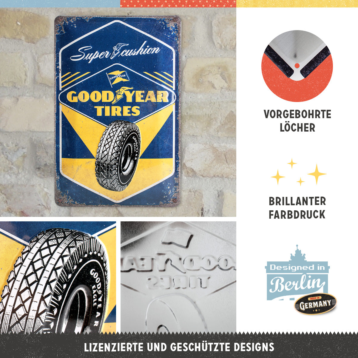nostalgic-art-goodyear-super-cushion-targa-in-metallo-20x30-cm image 2