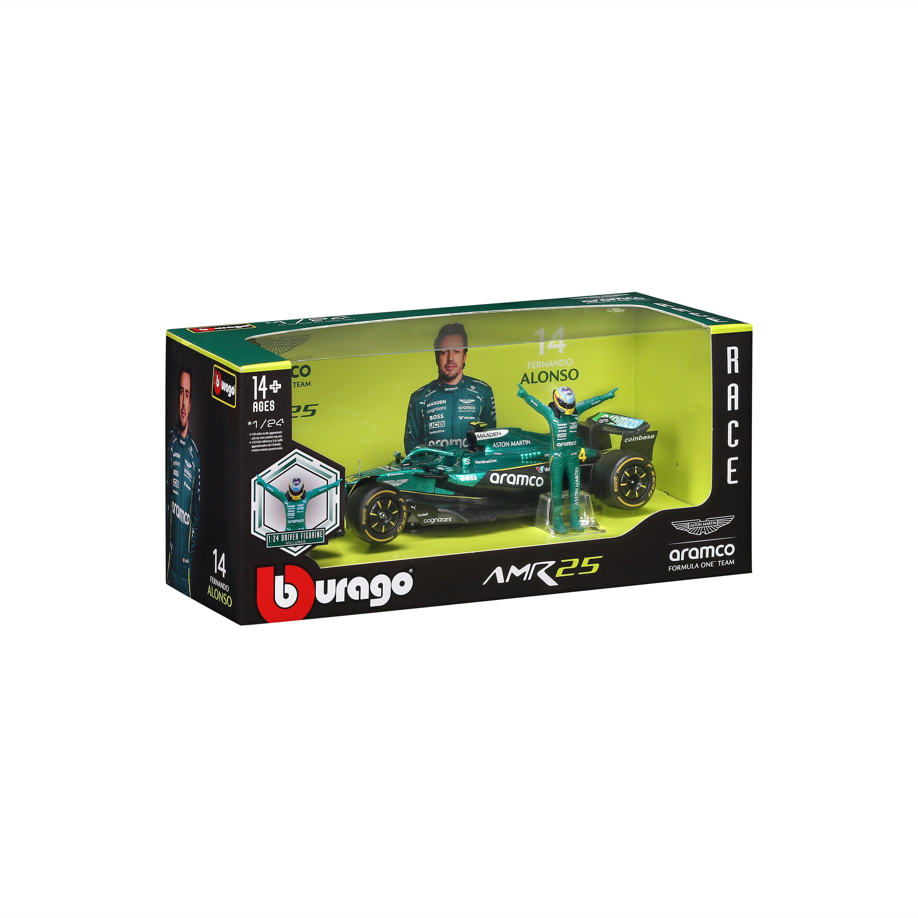 bburago-aston-martin-amr25-14-alonso-con-pilota-1-24-modellino-f1 image 2