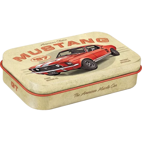 nostalgic-art-ford-mustang-gt-1967-red-scatola-metallo-per-mentine-xl-8x6x2-cm image 1