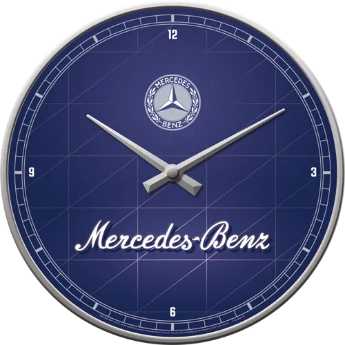 nostalgic-art-mercedes-benz-silver-blue-orologio-da-parete-31-cm image 1