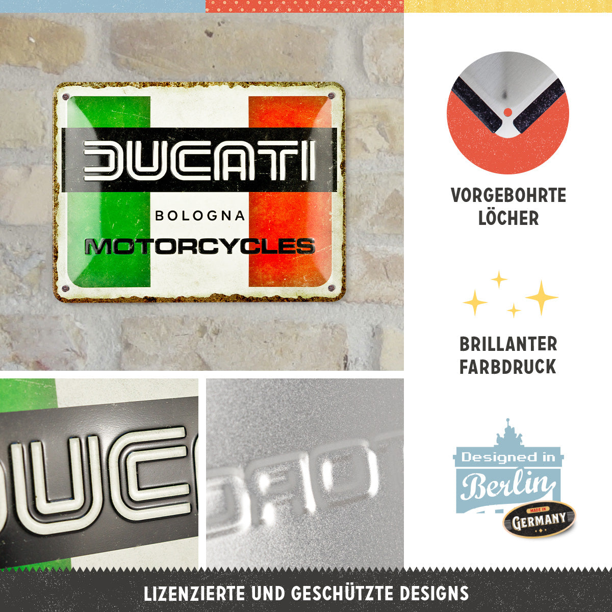 nostalgic-art-ducati-italy-giugiaro-logo-targa-in-metallo-15x20-cm image 2