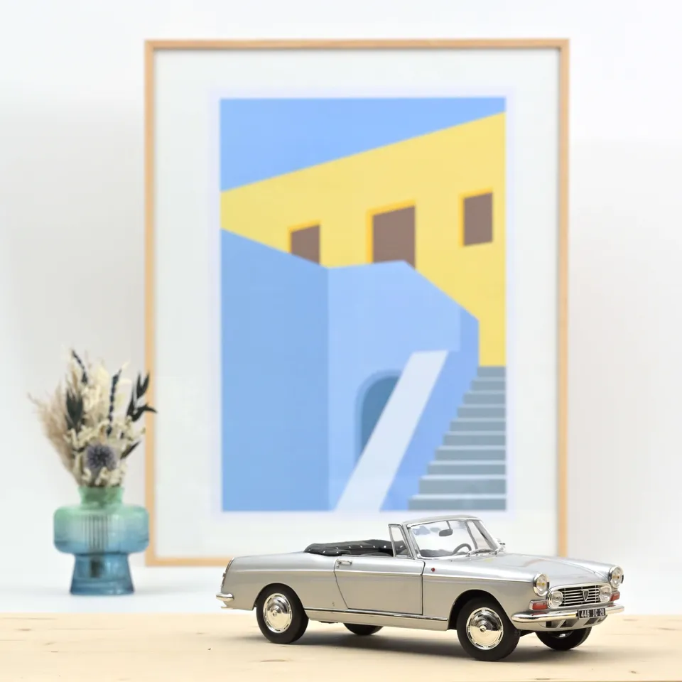 norev-peugeot-404-cabriolet-1967-argent-1-18-modellino-auto-d-epoca image 1