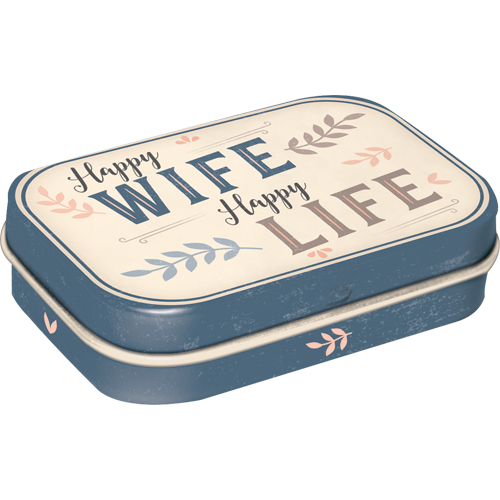 nostalgic-art-happy-wife-happy-life-scatola-per-mentine-in-metallo-con-caramelle image 1