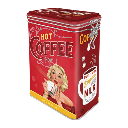 nostalgic-art-hot-coffee-now-scatola-in-metallo-con-chiusura-clip image 1