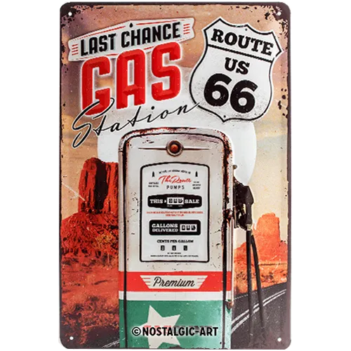 nostalgic-art-route-66-gas-station-targa-in-metallo-20x30-cm image 1