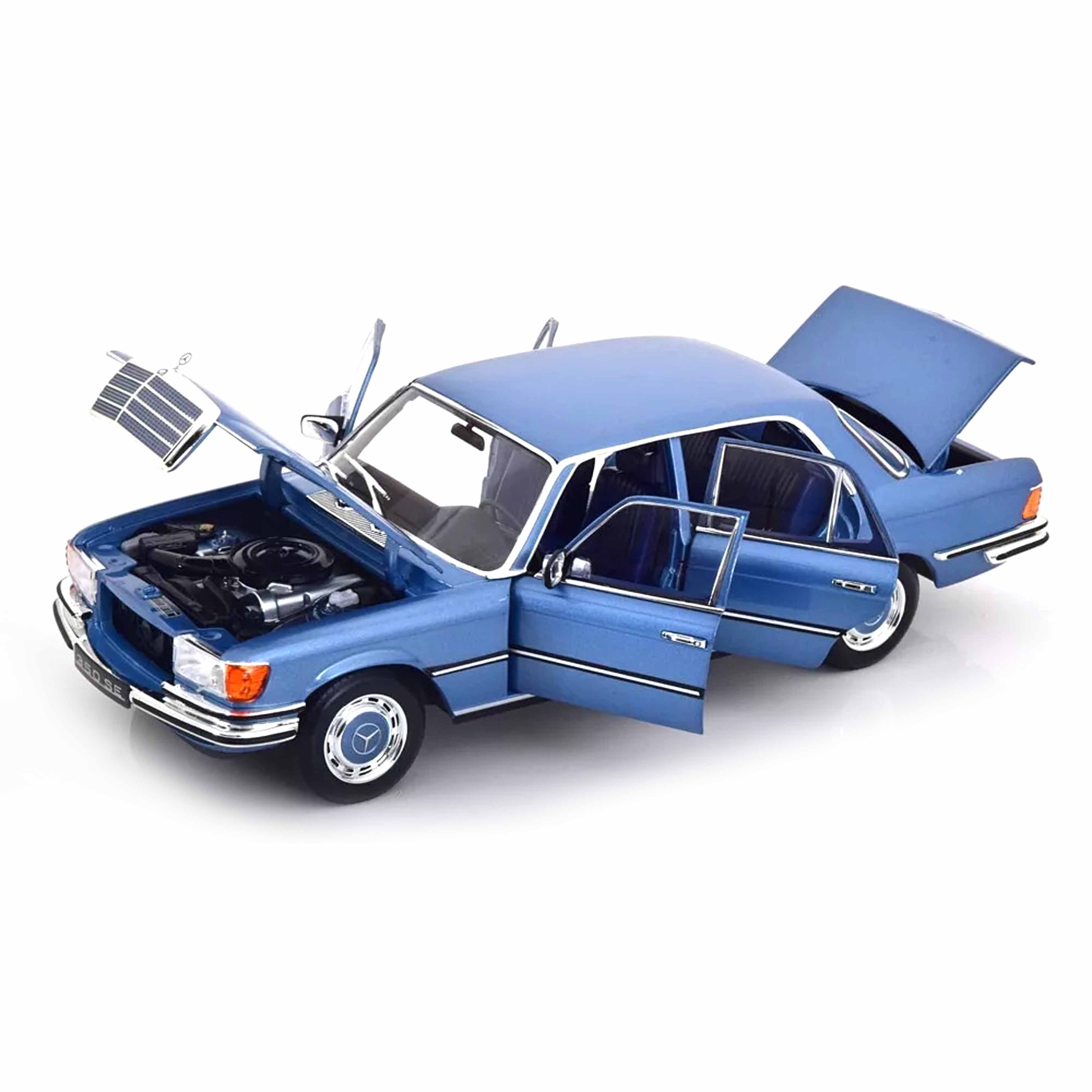 norev-mercedes-benz-350-se-blu-metallizzato-1-18-modellino-auto-d-epoca-die-cast image 2