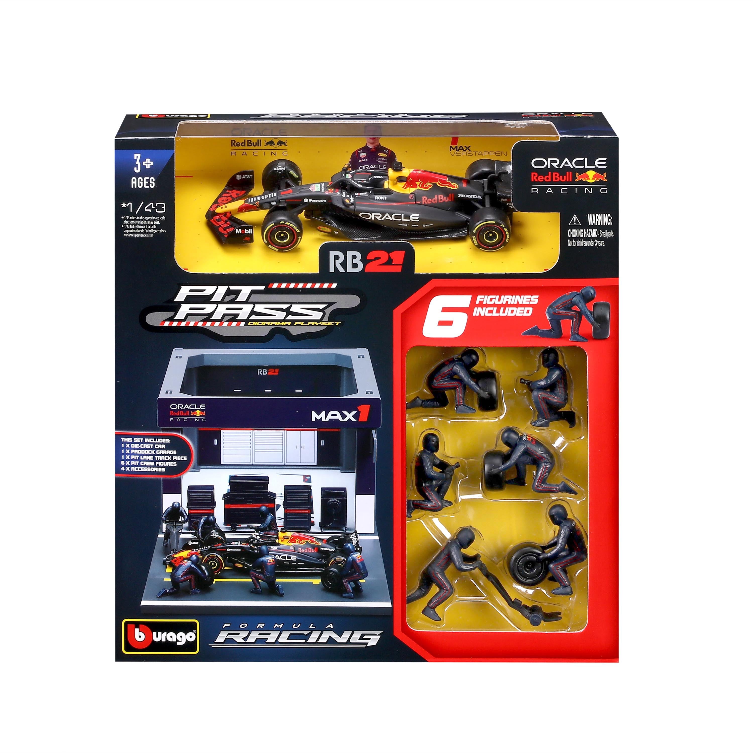 bburago-pit-stop-red-bull-rb21-2025-1-verstappen-playset-diorama-formula-1-scala image 5