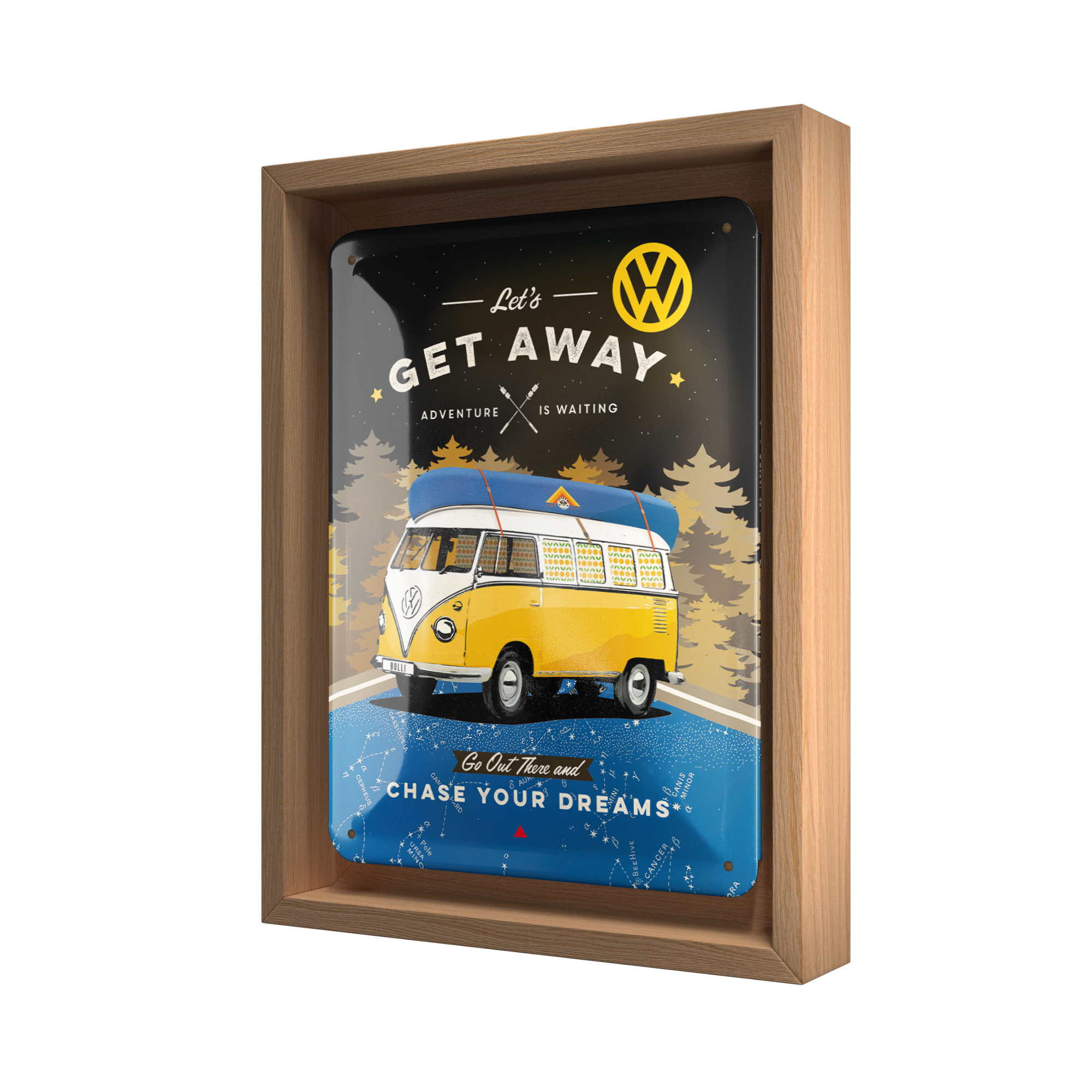 nostalgic-art-volkswagen-vw-bulli-let-s-get-away-night-cornice-n-frame-s-edition image 1