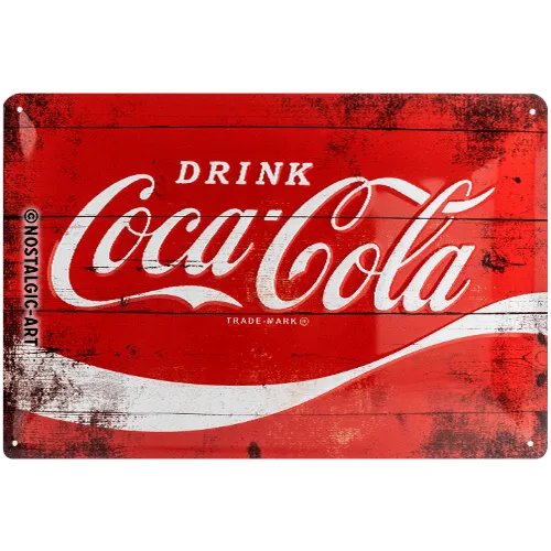 nostalgic-art-coca-cola-logo-red-wave-targa-in-metallo-20x30-cm image 1