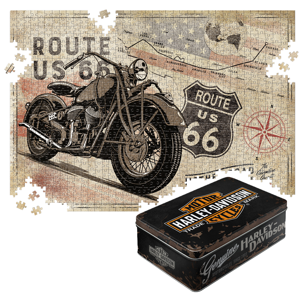 nostalgic-art-route-66-bike-map-h-d-1-puzzle-1000-pezzi-in-scatola-di-latta-con- image 1