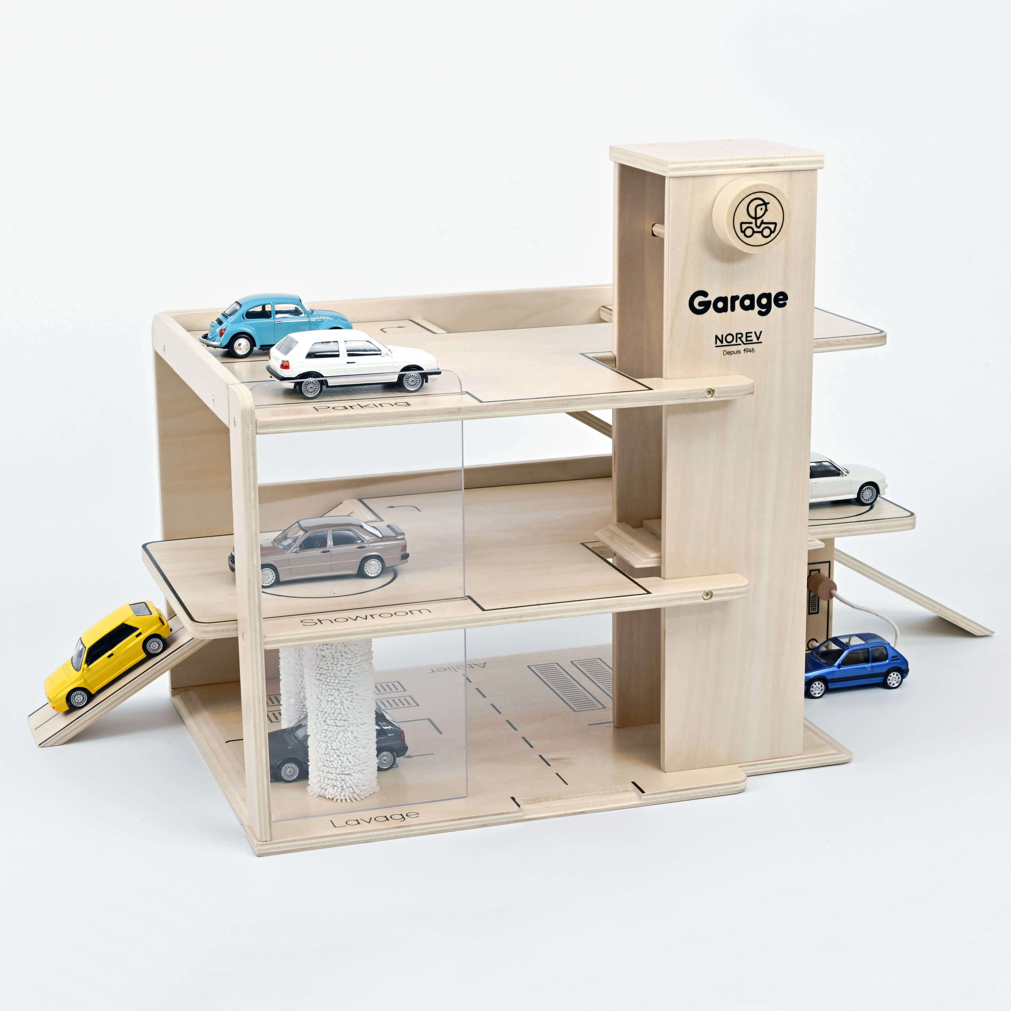 norev-garage-3-piani-in-legno-con-vw-golf-gti-g60-1-43-inclusa image 4