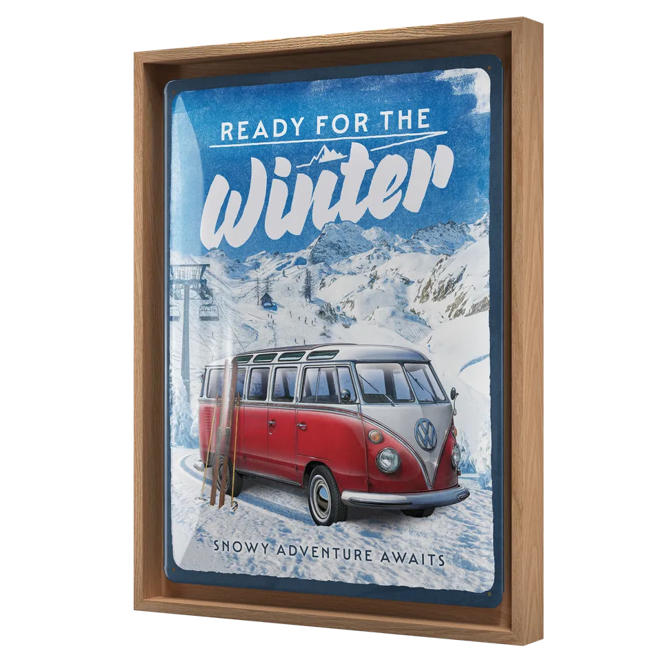 nostalgic-art-vw-bulli-ready-for-the-winter-targa-con-cornice-n-frame-l-33-5x44- image 1