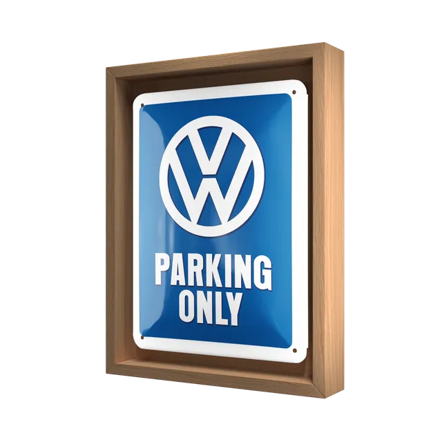 nostalgic-art-vw-parking-only-n-frame-s-edition-cornice-legno-targa image 1
