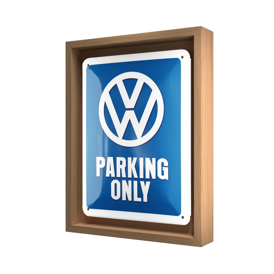 nostalgic-art-vw-parking-only-n-frame-s-edition-cornice-legno-targa image 1