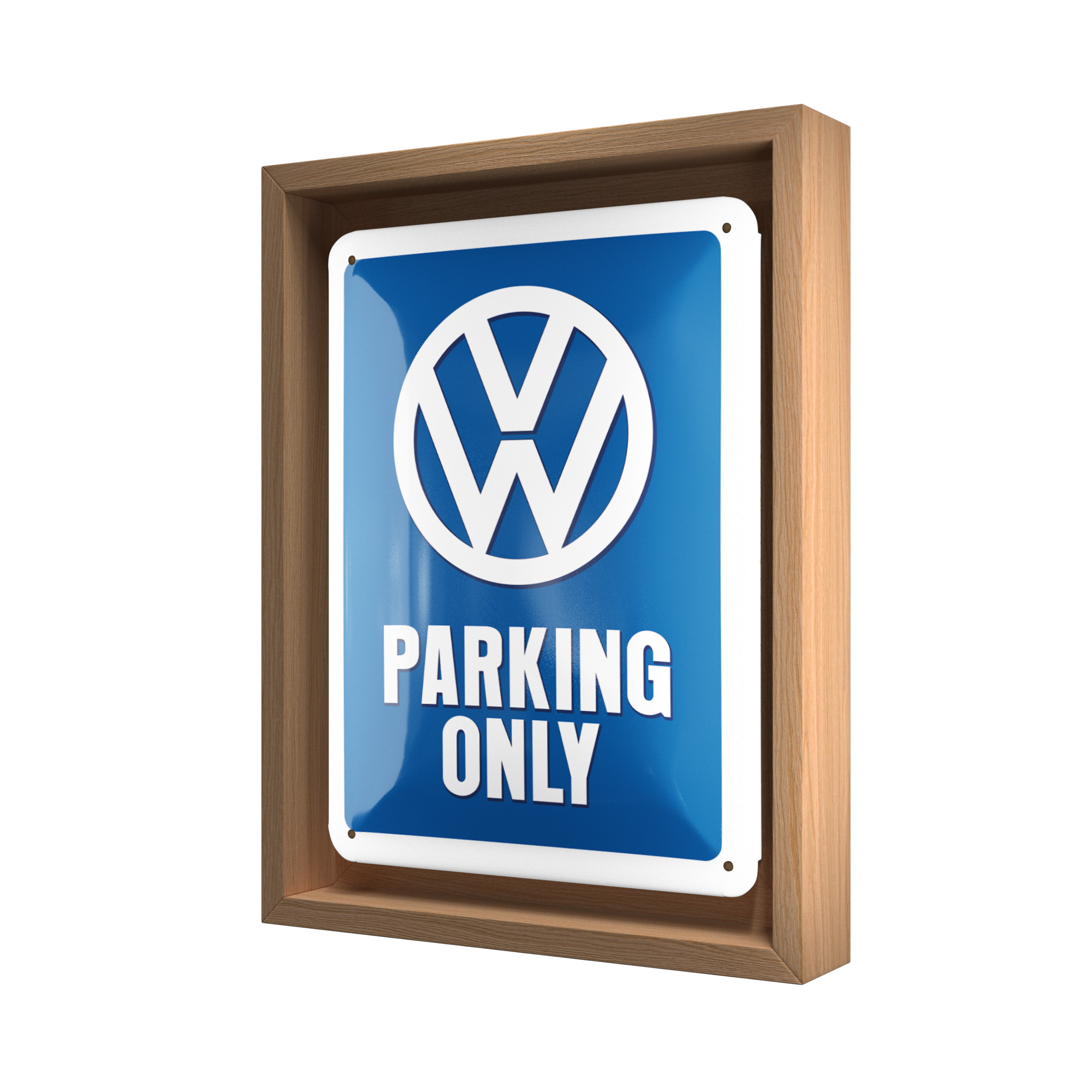 nostalgic-art-vw-parking-only-n-frame-s-edition-cornice-legno-targa image 1