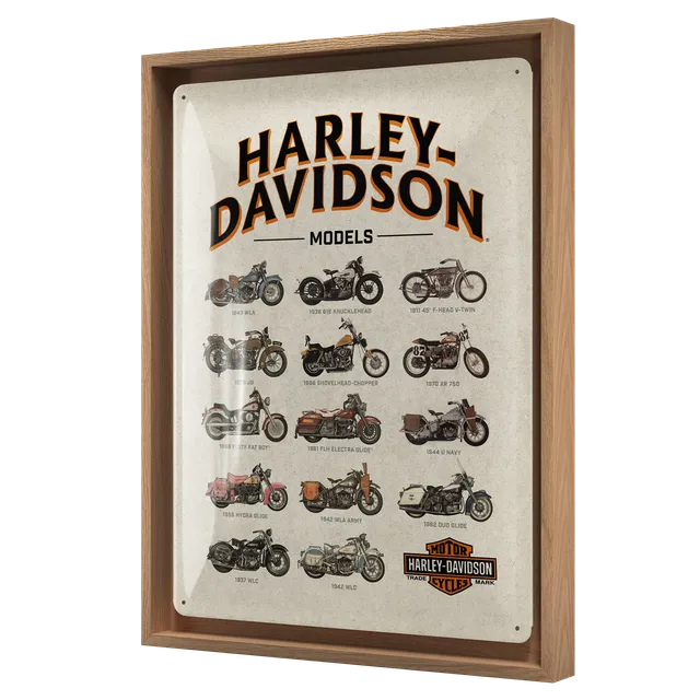 nostalgic-art-harley-davidson-model-chart-cornice-n-frame-l-33-5x44-cm image 1