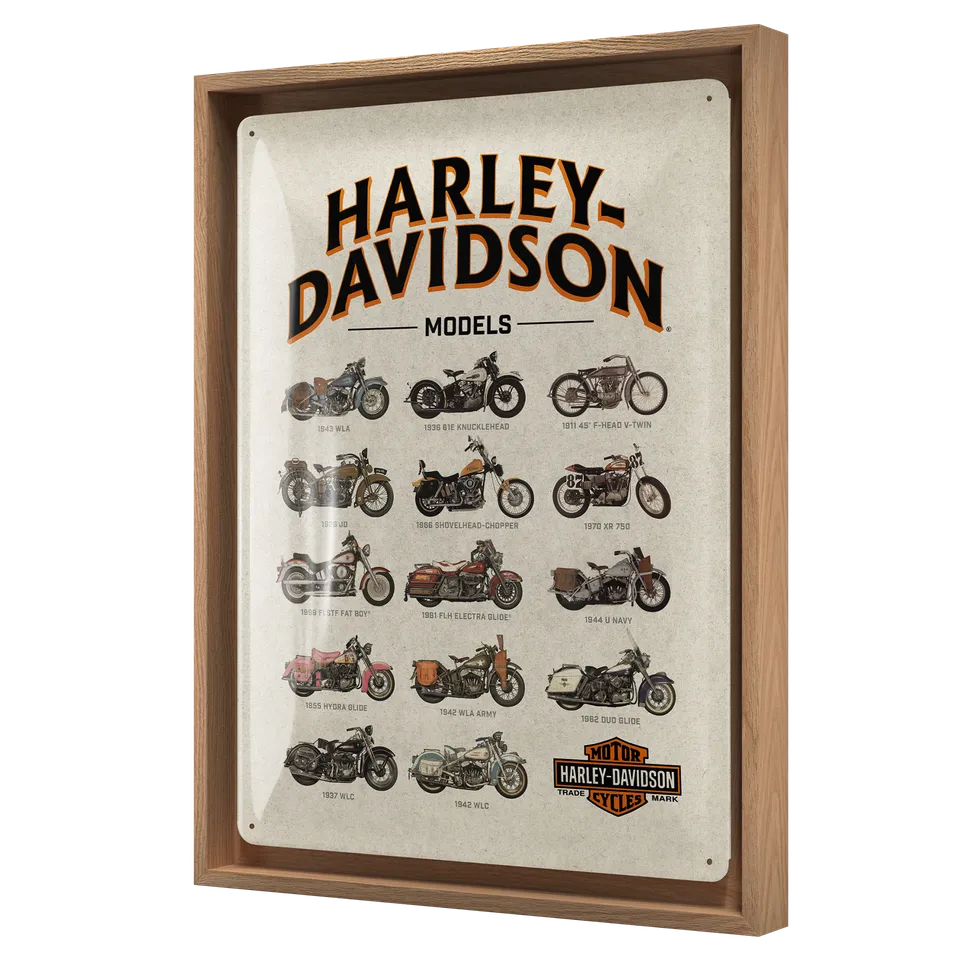 nostalgic-art-harley-davidson-model-chart-cornice-n-frame-l-33-5x44-cm image 1