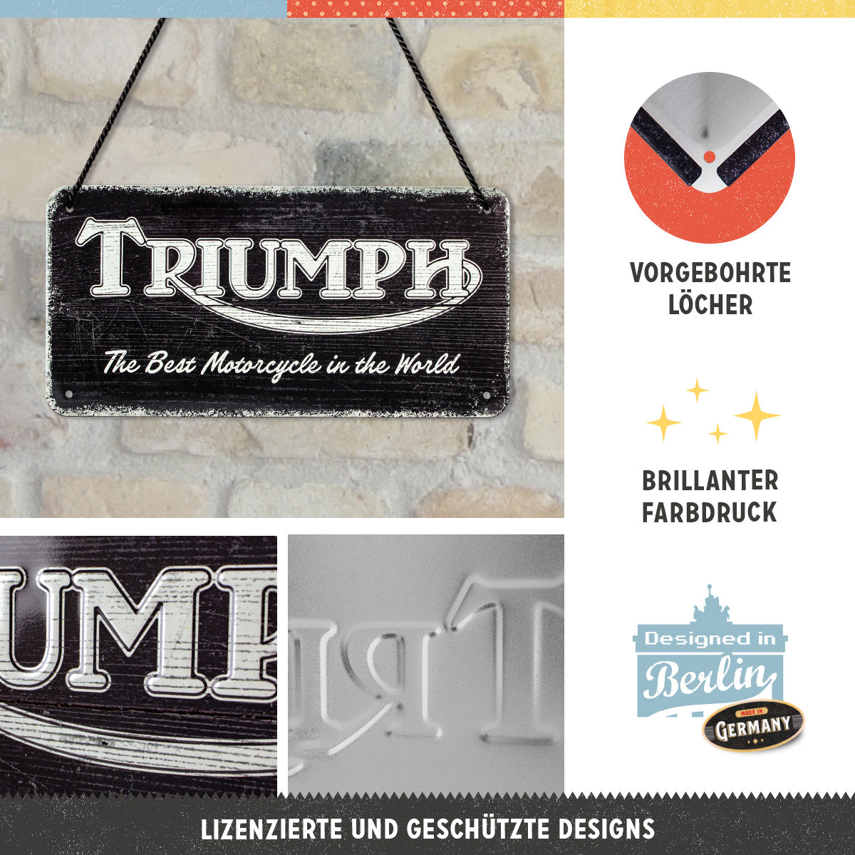 nostalgic-art-triumph-logo-black-wood-insegna-in-metallo-da-appendere-10x20-cm image 2
