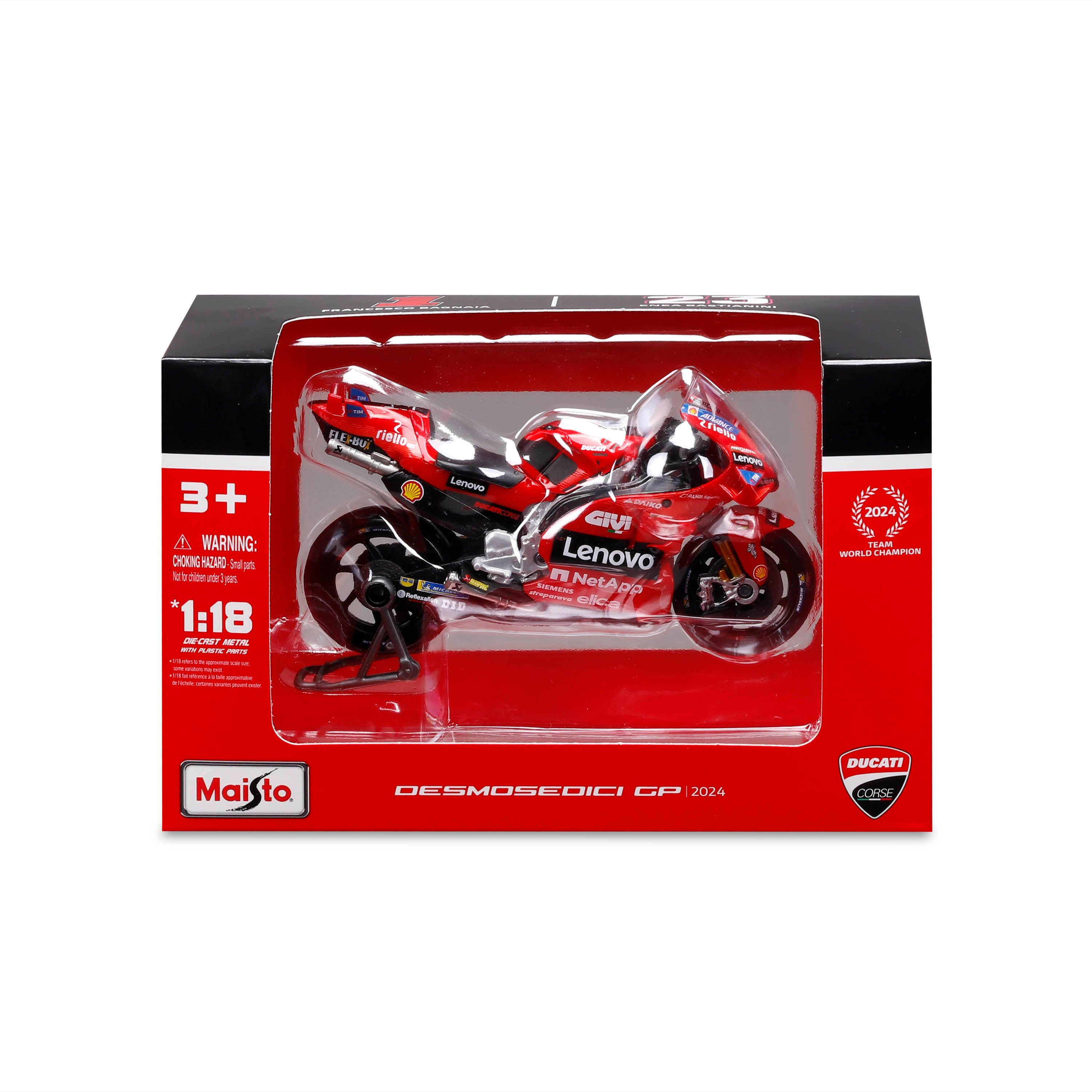 maisto-ducati-lenovo-team-2024-1-francesco-bagnaia-moto-1-18-die-cast image 2
