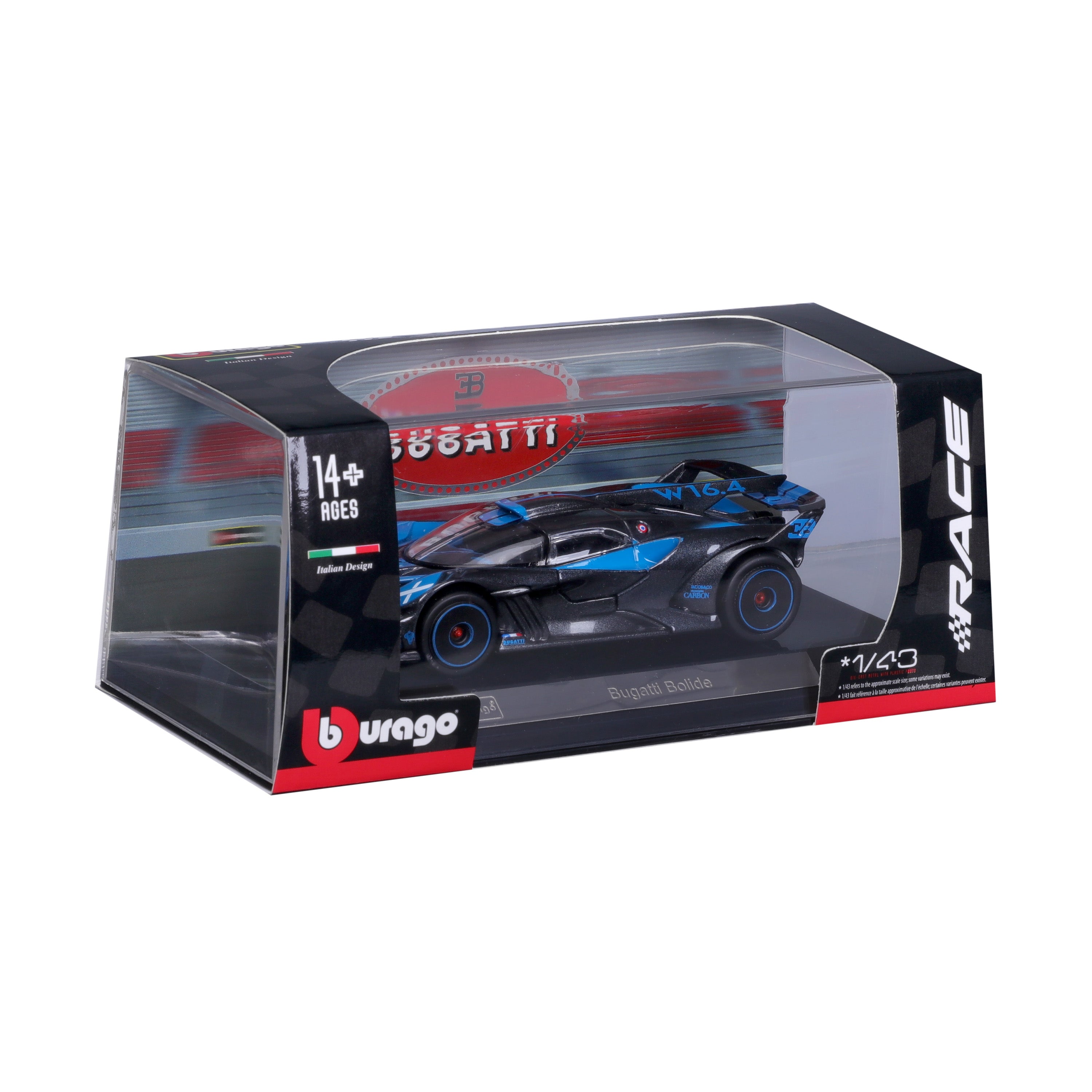 bburago-bugatti-bolide-1-43-blu-nera-con-teca image 2