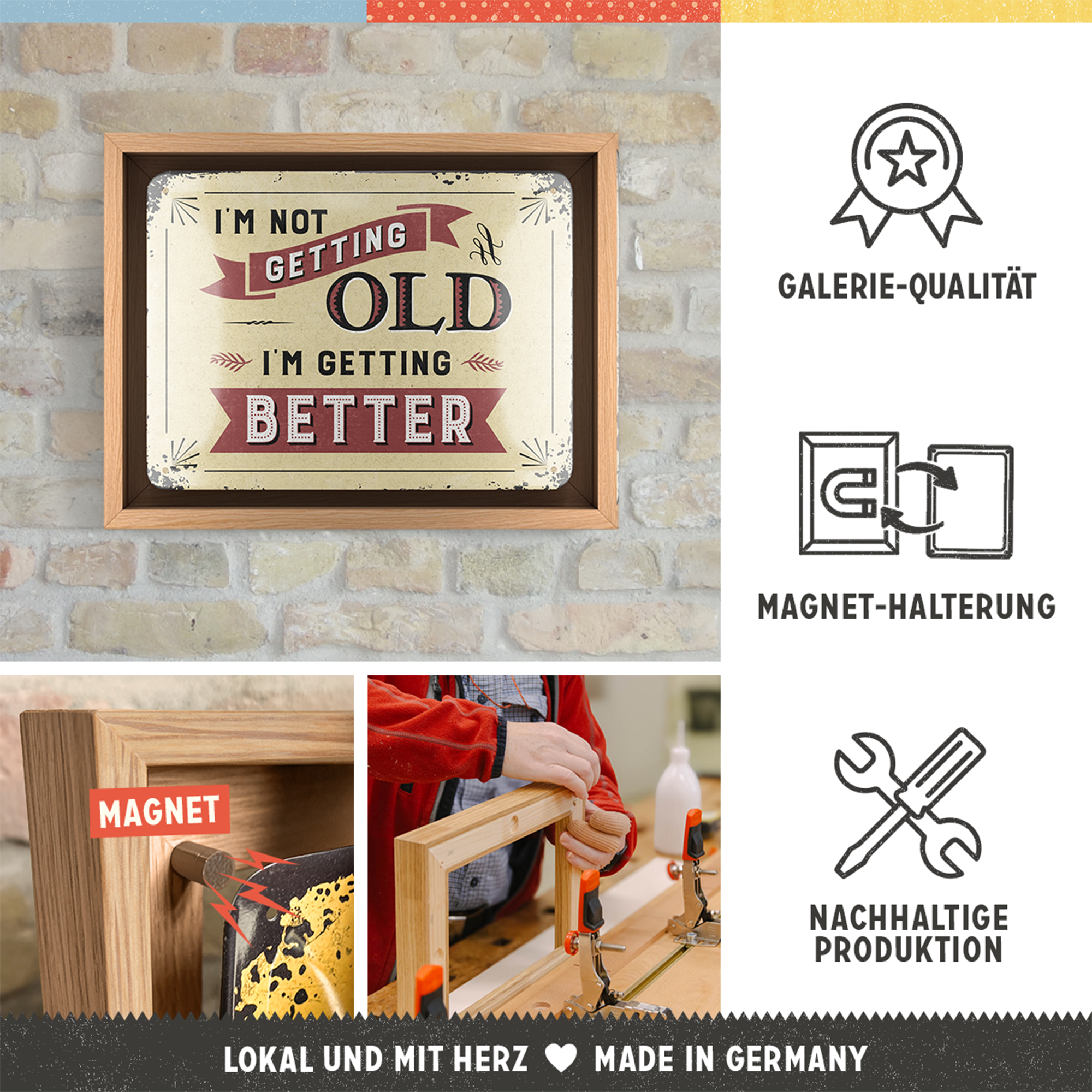 nostalgic-art-i-m-not-getting-old-cornice-n-frame-s-18-5x24-cm-legno-quercia image 3