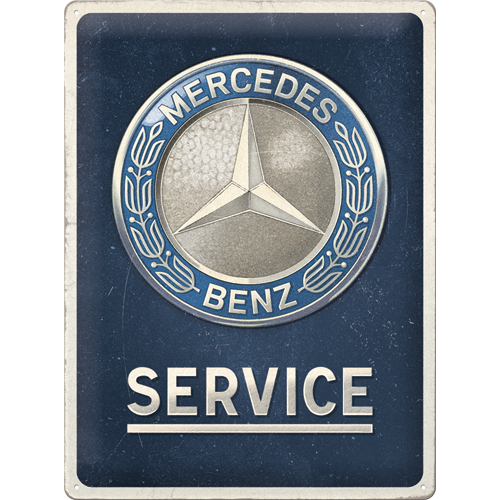 nostalgic-art-mercedes-benz-service-emblem-blue-targa-metallo-30x40-cm image 1